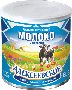 «Алексеевское» цельное сгущенное молоко с сахаром 360г  с ключом 